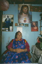 Portrait of Mapuche woman Dona Herminda in her home.