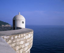 City Wall or Gradske Zidine overlooking the Adriatic Sea and Kolocep Island