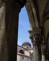 Cathedral dome seen trough archways of Rectors Palace
