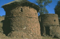 Original thatched mud brick round houses  now part of Unesco World Heritage Site.