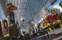 USA, Nevada, Las Vegas, Pioneer casino sign in Fremont street, covered area in downtown.
