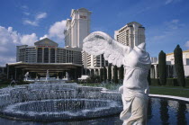 USA, Nevada, Las Vegas, Headless statue and fountain outside Caesars Palace hotel and casino on the strip.