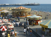 Seafront Carousels & cafe summertime.