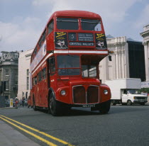 Red Bus destination Crystal Palace.