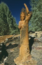 William Ricketts wooden sculpture of nature guardian.