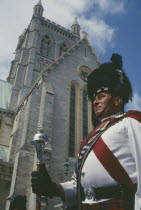 Pipe Major in front of the Cathedral