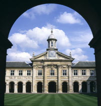 Emmanuel College Quadrangle Cloisters framed by arch