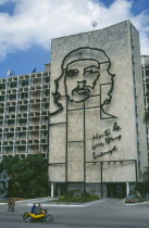 Communist Party HQ in Revolution Square with iron mural of Che Guevara on the front wall