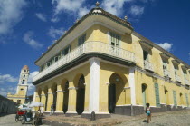 Yellow and white painted Museo Romantico in the Palacio Brunet at one corner of Marti Square