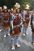 Toshogu Shrine  Toshogu grand procession  1 000 samurai procession  middle aged men in Edo era samurai armor costume