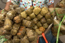 Detail of Vietnamese delicacies being sold from a bicycle