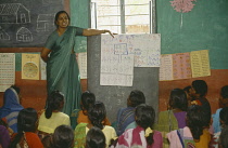 Female teacher and pupils in women s adult literacy class.