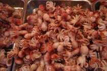 Narita Gion Festival. Detail of a pile of Octopus being used to making Tako Yak Octopus dumplings