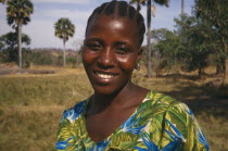 Head and shoulders portrait of Tanzanian woman.