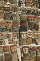 Textile dolls on sale in craft market.   artesania