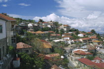 Red tiled rooftops of village in the foothills of the Troodos Mountains.