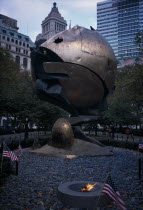 Fritz Koenig Sphere sculpture formerly sited at the World Trade Center now Ground Zero monument in Battery ParkAmerican Centre North America United States of America Northern