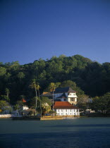 Temple of the Tooth aka Dalada Maligawa. View over river toward the Buddhist Temple