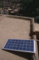 Solar panel on rooftop with the plain behind.solar power