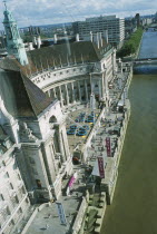 View over County Hall and river Thames from the London Eye.
