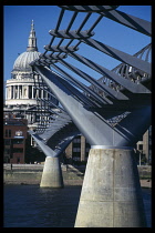 Millennium Bridge. View of section with St Pauls Cathedral in the background.