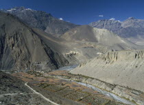 Medieval fortress town of Kagbeni in high altitude desert area.