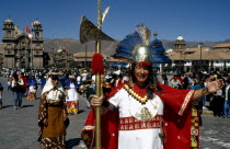 Group in traditional costume at Inti Raymi.