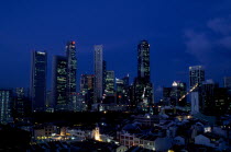 City skyline illuminated at night