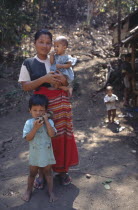 Karen refugee mother with children