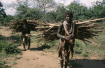 Hamer women collecting firewood.