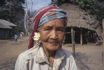 Portrait of an elderly Karen refugee woman in Mae Lui village