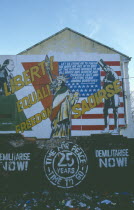 Saoirse Mural on gable wall in Falls Road next to Dunville Park.Nationalist