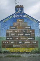 Peace mural depicting building blocks The Foundation Stones for lasting Peace  Beechmount  Belfast.