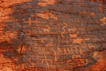 Close up of Petroglyphs carved onto a rock surface