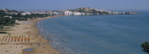 Promontorio del Gargano  The seaside Town resort by the Adriatic Sea. View along the beach to Town of Viesta