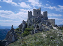 The ruins of Castel Roche  on side of mountain  castle