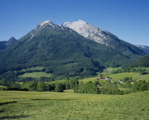 Hockkalter from above Ramsau. Mountain surrounded by grassy fields.  2607 meter  8538 feet.
