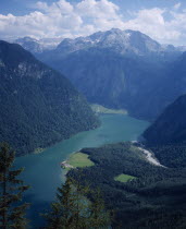 Areal view of lake from the North  Funtensee tauern mountain in the background.    2579 meter  8446 feet