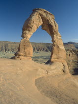 The Windows. A wide angled view of Delicate Arch looking towards the south