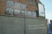 Falls Road. Donegal road Area. No Arms and hunger strikers Murals