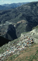 Spain, Andalucia, Rubbish dump on mountainside.