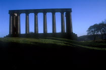 Calton Hill Ruins with view of pillared structure.
