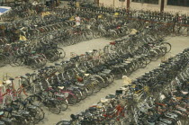 Massed cycles in bicycle park