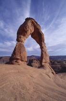 Eroded rock features and arch