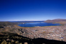 View over Puno twards Lake Titicaca in the distance.