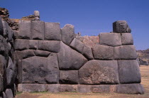 Detail of the stonework of the Inca fortress ruins