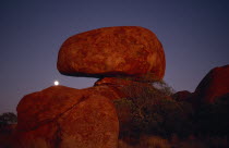 View of the large erroded rock spheres at moonrise