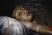 Reclining Buddha statue detail