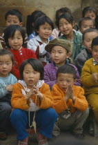 Crowd of school children.