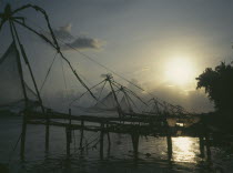 Chinese fishing nets at sunset